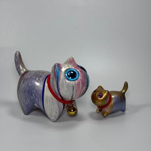 艺铭仙苑 14cm 大漆猫有眼睛7cm