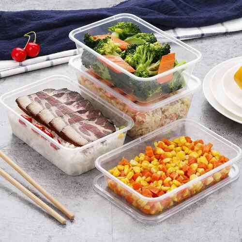开普特长方形1000ml打包盒塑料带盖子一次性餐盒便当饭盒5个/包16