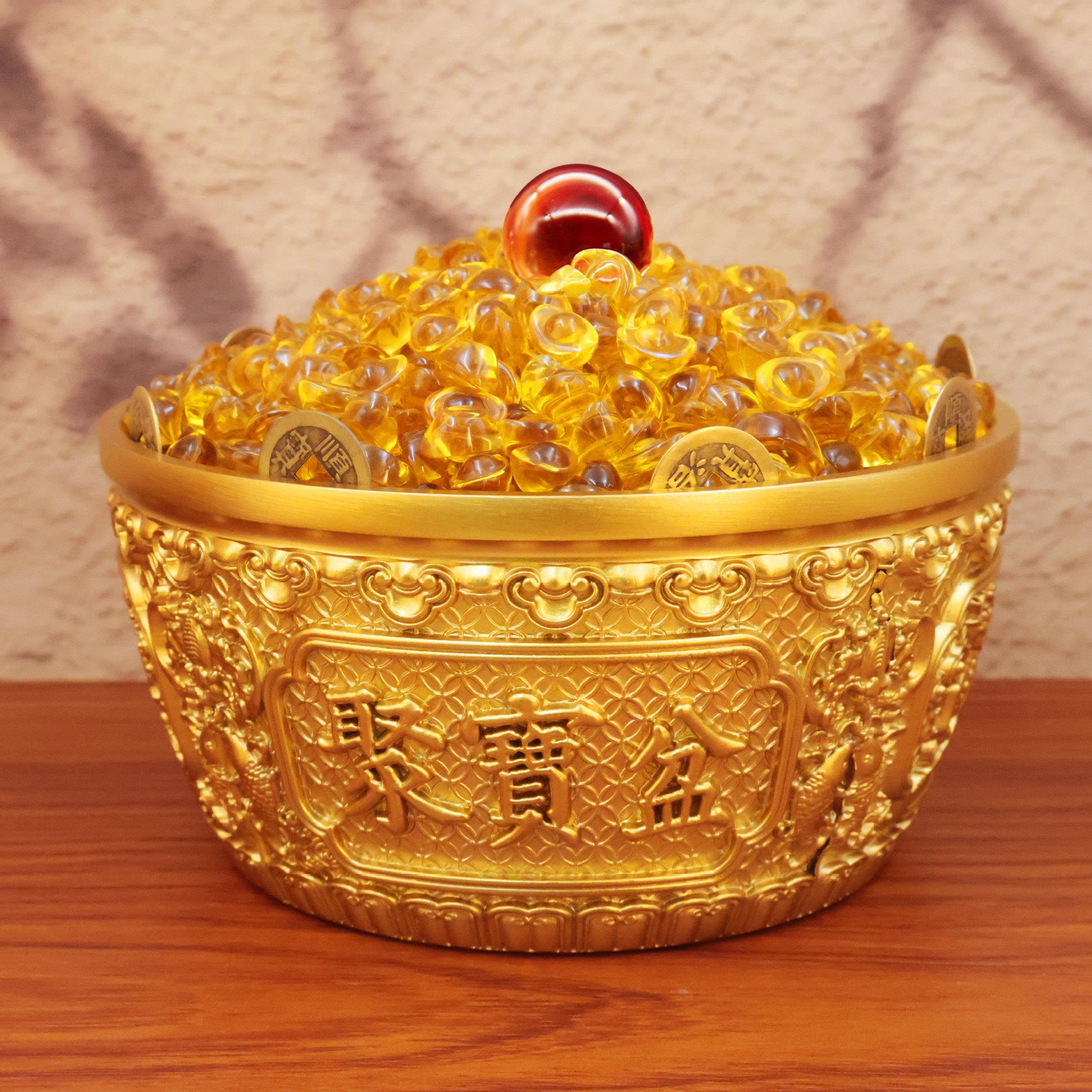 黄摆铜聚宝盆件麒见描述麟宝盆全铜家居装饰品工摆设店聚铺开业艺