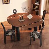 中古风木实折叠桌可变圆桌餐家10082204用小户型2025伸年新款 可缩