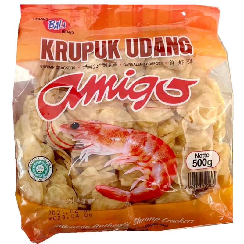 闲进KRPUK UDANG 500GU 印尼口大虾片OSU 鲜虾片 油炸小零食包邮