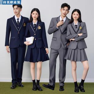 学院风JK制服西装套装男女同款学生英伦校园百褶裙演出服韩版西服