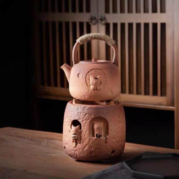 陶瓷茶壶罐罐围炉煮茶一套炭炉子小荼炉暖茶炉室内烧炭火茶桌烤茶