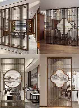 X*原新中式实花格雕屏风客厅简约隔断可木定日式格木IIQ栅镂空入