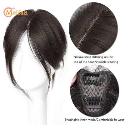 Middle Part Fake Bangs Fringe Synthetic Topper Hairpiece Cli