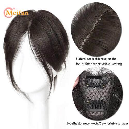 Middle Part Fake Bangs Fringe Synthetic Topper Hairpiece Cli