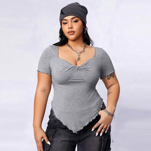 Oversized women's square neck slimming knitted short