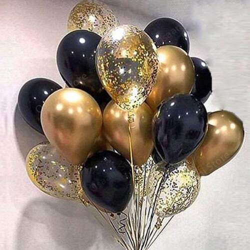 20pcs Chrome Gold Black Latex Balloons Birthday Party Decora