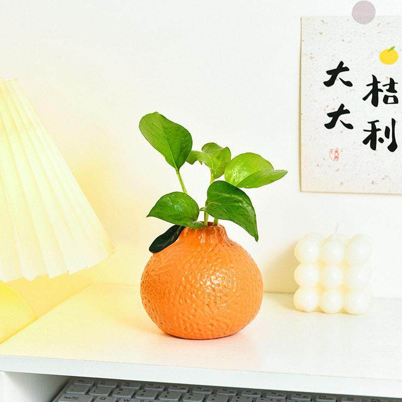 仿真橘子小花瓶摆件客物插花培厅植鲜花绿萝L-985高颜值桌面水装,家居饰品,花瓶,淘宝优惠券,粉丝福利购,淘宝优惠卷
