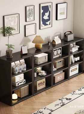 黑色书柜置物柜靠墙书厅架落地客自合由组PPP纳八格柜家用收柜子