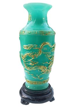 古玩夜光鎏金龙凤花瓶家居客厅摆件做旧夜光树脂龙凤瓶工艺品
