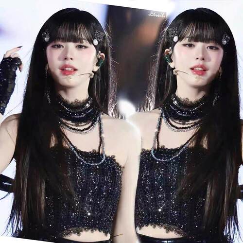 新款IVE女团张元英同款KPOP打歌服黑色爵士舞蹈套装舞台表演出服