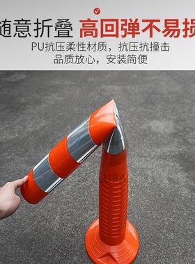 不锈钢反光分道体各类型路障警示柱pu抗压高回弹交通防撞立柱
