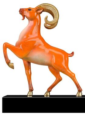 高档黄铜饰羊摆件生头肖羊家领用客厅玄关铜羊店铺办公室装黄铜礼