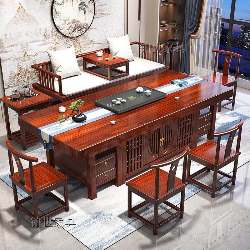 罗汉床茶桌椅组合实木大板办公室家用茶几套装一体新中式泡茶台