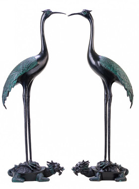 LO.GULEYA纯铜龟鹤延年家居摆件客厅装饰品祝寿生日礼物仙鹤乌龟