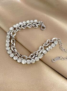 Stainless Steel Layered Golden Pendant Bracelet For Women Re