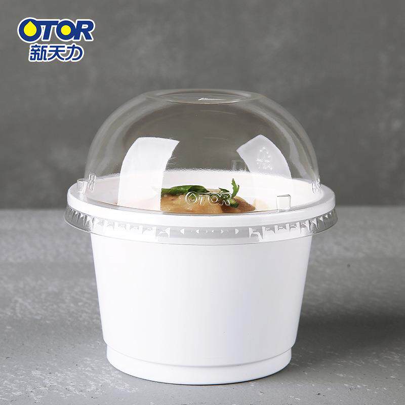 新天力一JJK次性圆塑形透明带盖甜品沙拉PP打料包碗双皮奶丁杯箱