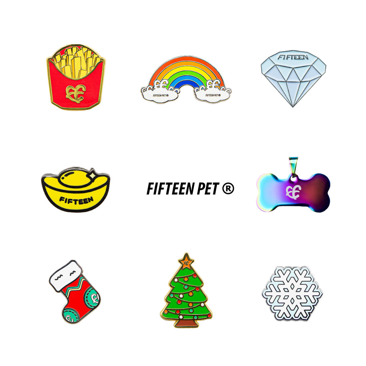 FIFTEEN PET 宠物狗牌定制刻字防丢牌狗狗身份牌DIY电话名字铭牌