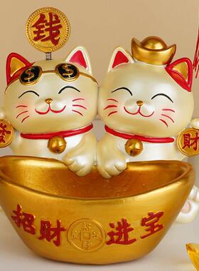 招财猫钥匙收纳玄关摆件入户门客厅鞋柜电视柜装饰品乔迁新居礼物