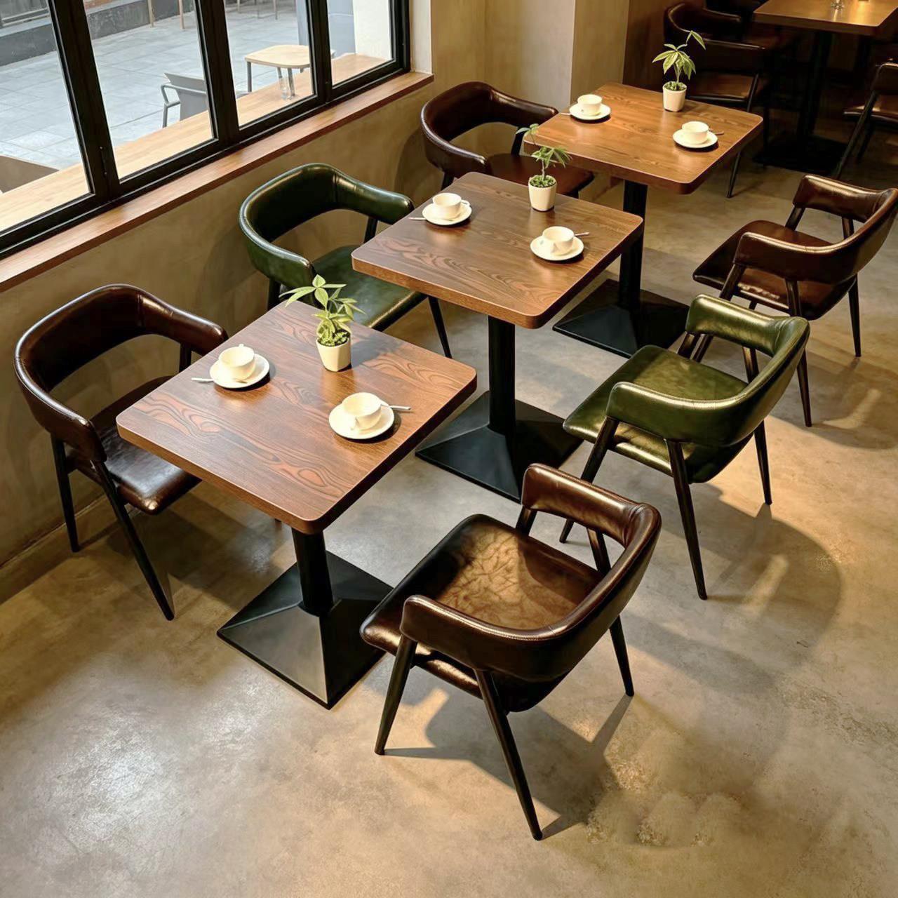 咖啡厅桌椅组合复古西餐厅清酒吧火锅小吃汉堡快餐奶茶店卡座沙发