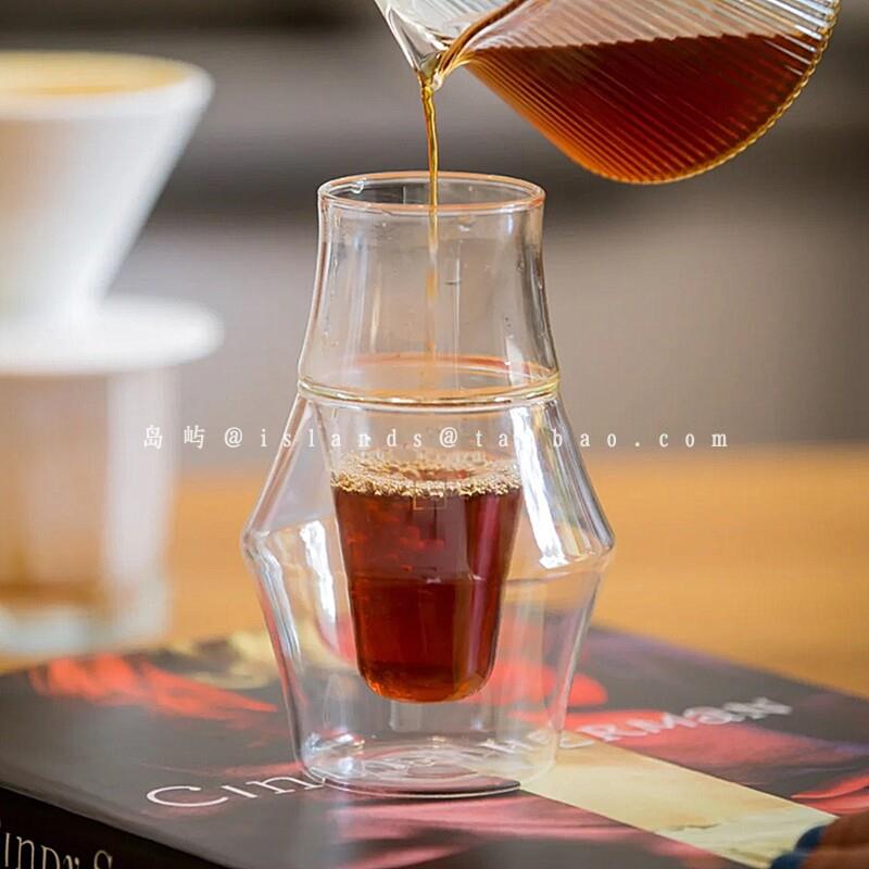 手冲咖啡杯双层高硼硅耐热玻璃杯日式高颜值冷萃杯冰美式咖啡杯子