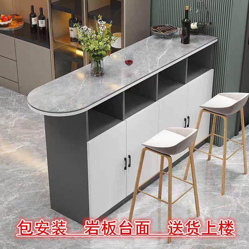 家用小户型客厅吧台桌沙发隔断柜岩板定制高脚桌餐桌玄关岛台边柜