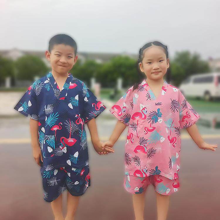 小孩汗蒸服男女纯棉足浴按摩服桑拿服儿童浴场足疗店会所浴衣睡衣