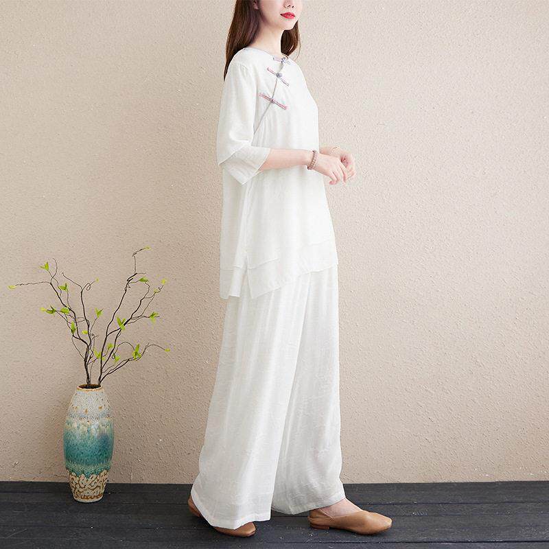 禅意养生馆工作服女新中式中医艾灸疗愈茶服技师服套装禅修服套装