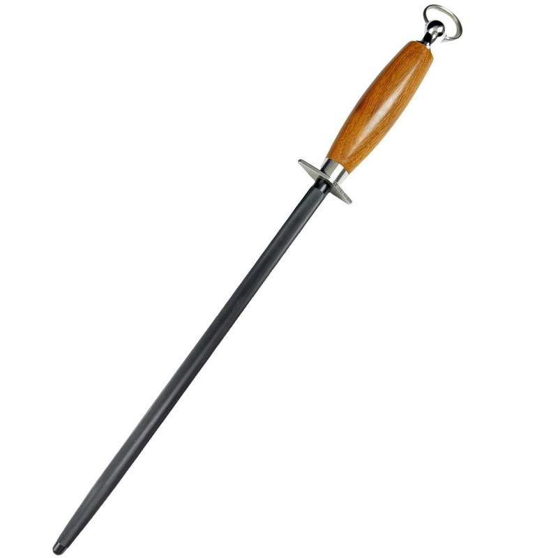 12寸红桂宝木柄超细纹磨刀棒黑钢磨刀棍磨刀石家用磨刀挡刀棍