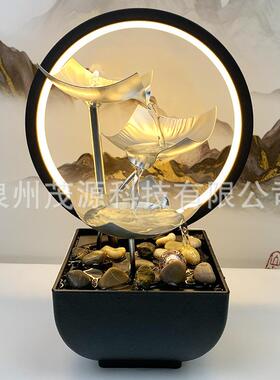 厂家直销北欧轻奢家居饰品铁艺流水摆件加湿器桌面摆件办公室