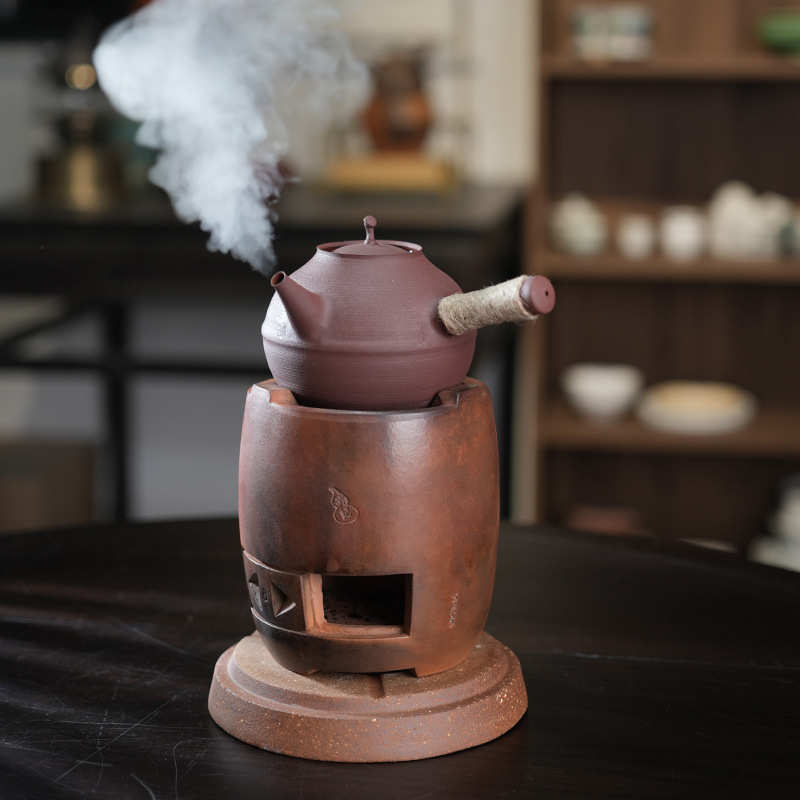 潮州副榜炉全手工红泥炭炉复古风炉工夫茶橄榄碳炉家用煮茶小火炉