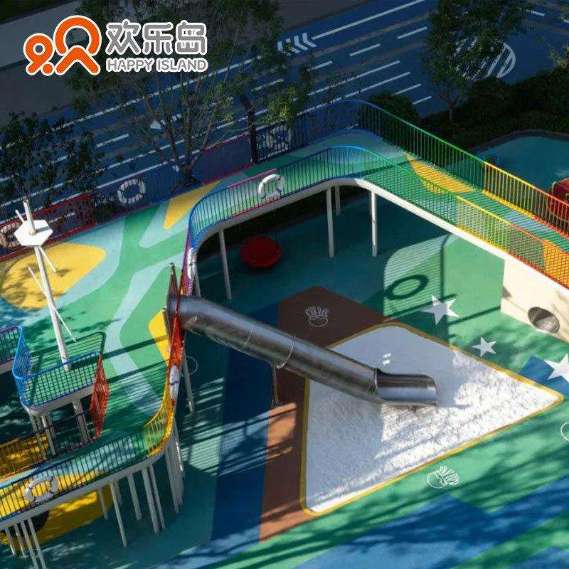 小区儿童乐园不锈钢滑梯公园游乐设备厂家规划大型无动力乐园设计
