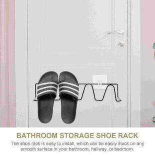2PCS Wall Mounted Slippers Shoes Rack No Punch Iron Storage