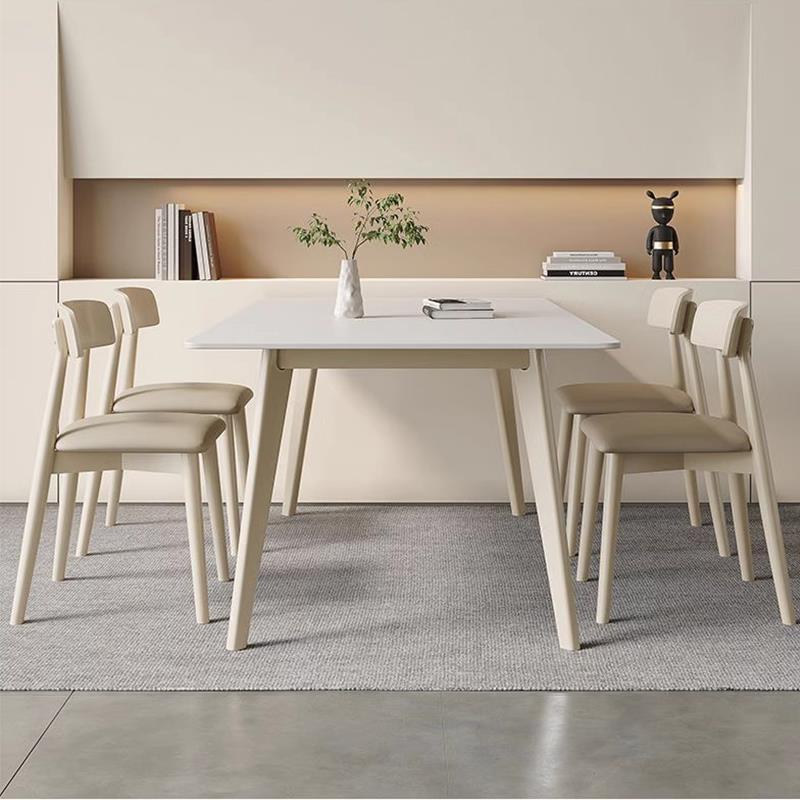 奶油长风实木实木岩板岩板餐桌椅组合方家现代简用约小户型吃形饭