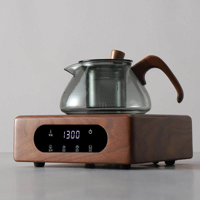 新款玻璃壶北美黑胡桃实木电陶炉茶炉煮茶器具电热炉触摸数码款