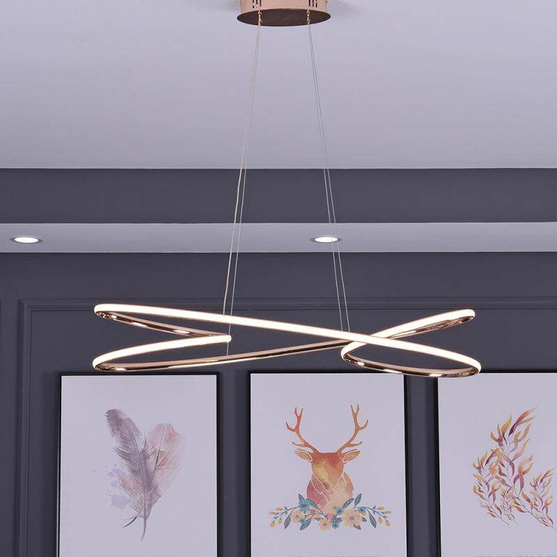 北欧简约餐厅吊灯创意卧室吊灯电镀铝材异形电镀线条吧台饭厅吊灯