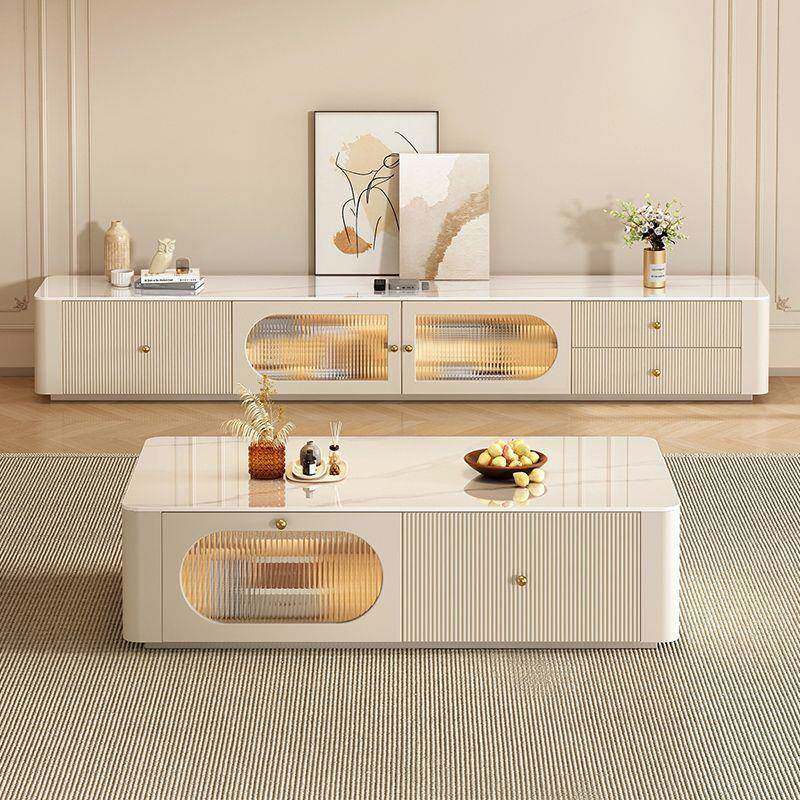 岩板茶几客厅2026新款高级感轻奢小户型家用奶油风简约电视柜组合