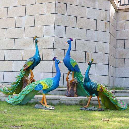 户外玻璃钢仿真开屏孔雀雕塑公园景区草坪售楼处鸟类景观小品摆件