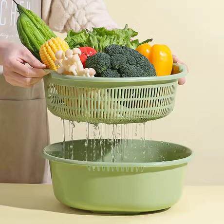 Double-layer Multi-functional Drain Basket for Washing Veget