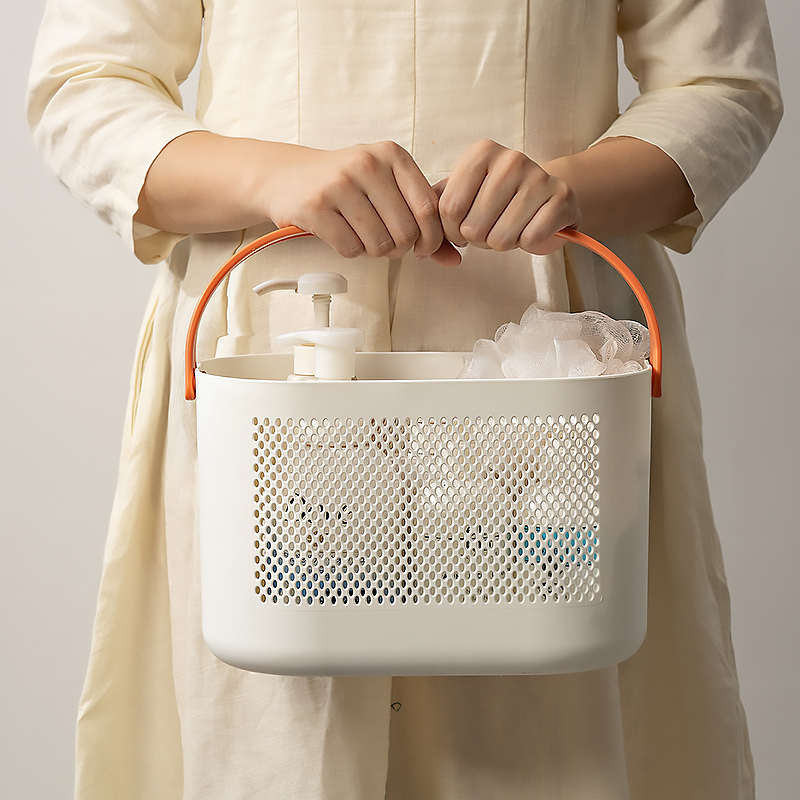 浴室洗浴洗澡篮置物篮简约带提手加厚塑料沐浴篮收纳盒水果收纳篮