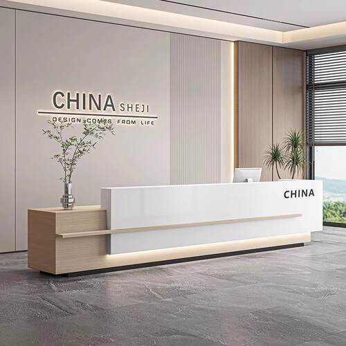 现代简约物业公司酒店大厅前台接待台培训机构美容院吧台收银台