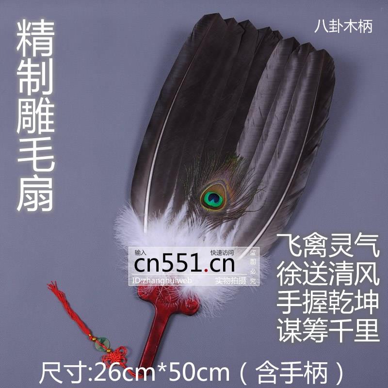 雕毛扇腰诸葛孔明鹰毛扇网红扇子纯手工苍鹰毛工艺扇非遗羽毛扇