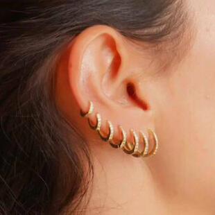 Minimal Steel Stainless Zirconia Earrings Crystal Hoop 1Pair