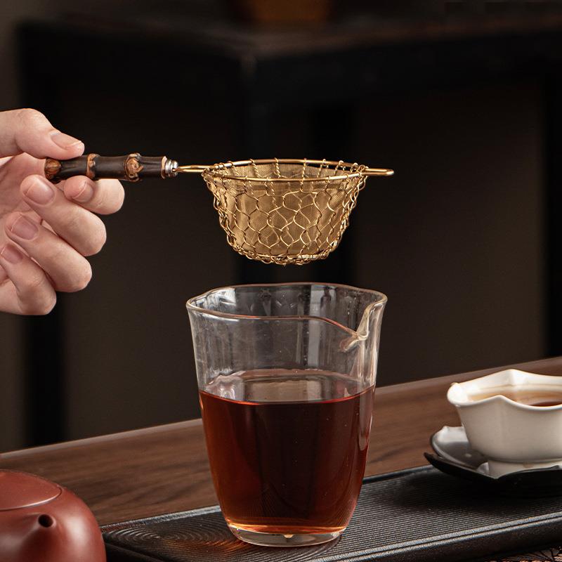 编紫竹茶漏茶滤手过滤器功夫茶具配件意创竹子漏茶斗钛金dsadsaf