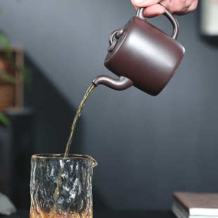 代发 批发宜兴紫砂茶壶 原矿老紫泥双圈茶壶 茶具 名家手工紫砂壶