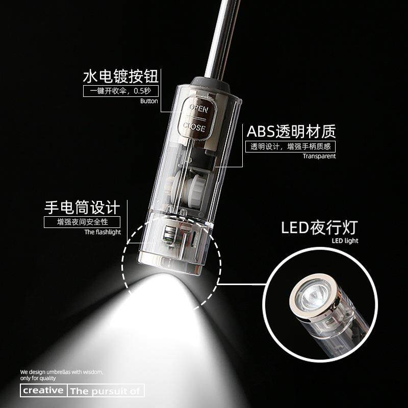 10骨反伞814向自动钛银防晒遮阳伞加大条手电筒车载安全全反光广