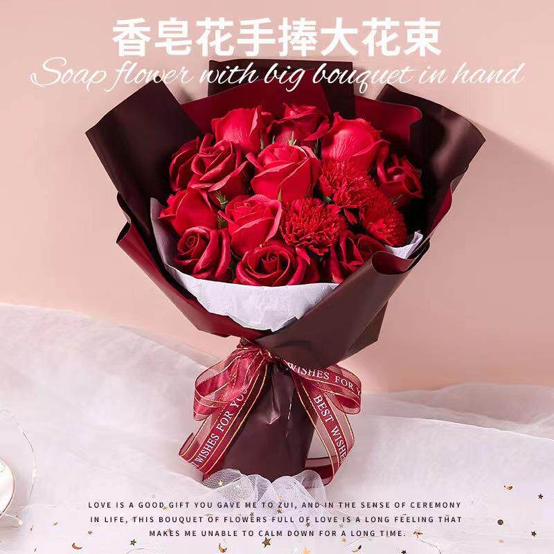 新款直销情人节母亲节韩版香皂花花束永生肥皂花康乃馨三八妇女节
