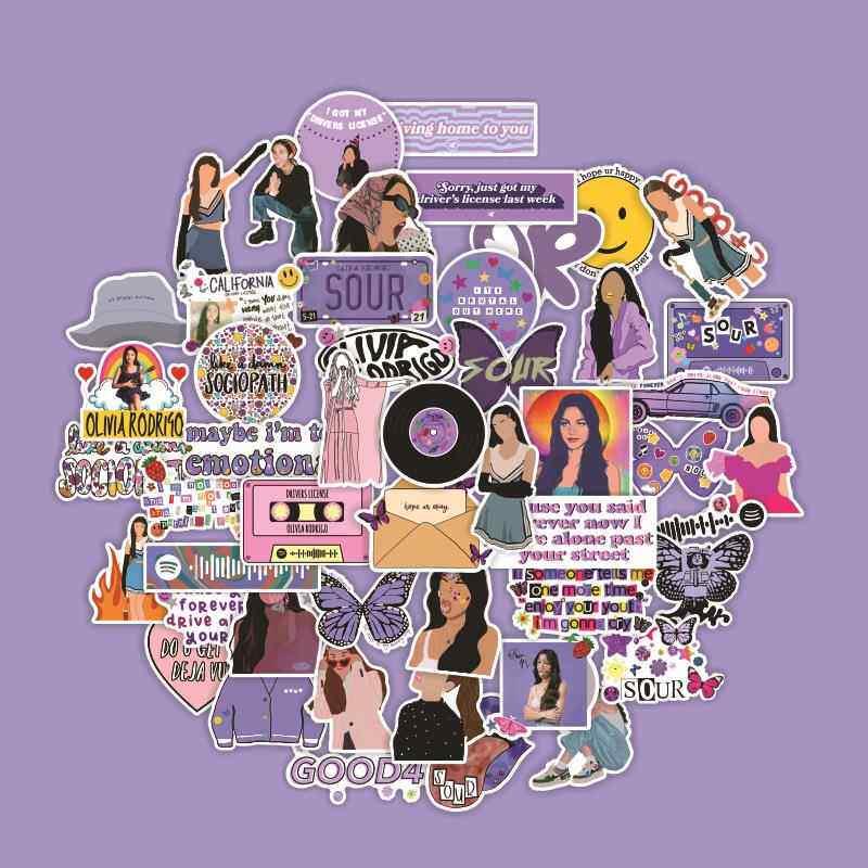 50PCS Singer Olivia Rodrigo Sour Stickers Aesthetic for Lapt - 实物图