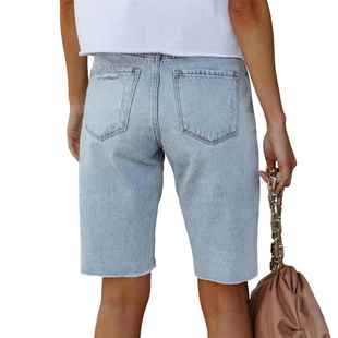 jeans ripped streetwear women shorts biker slim up push